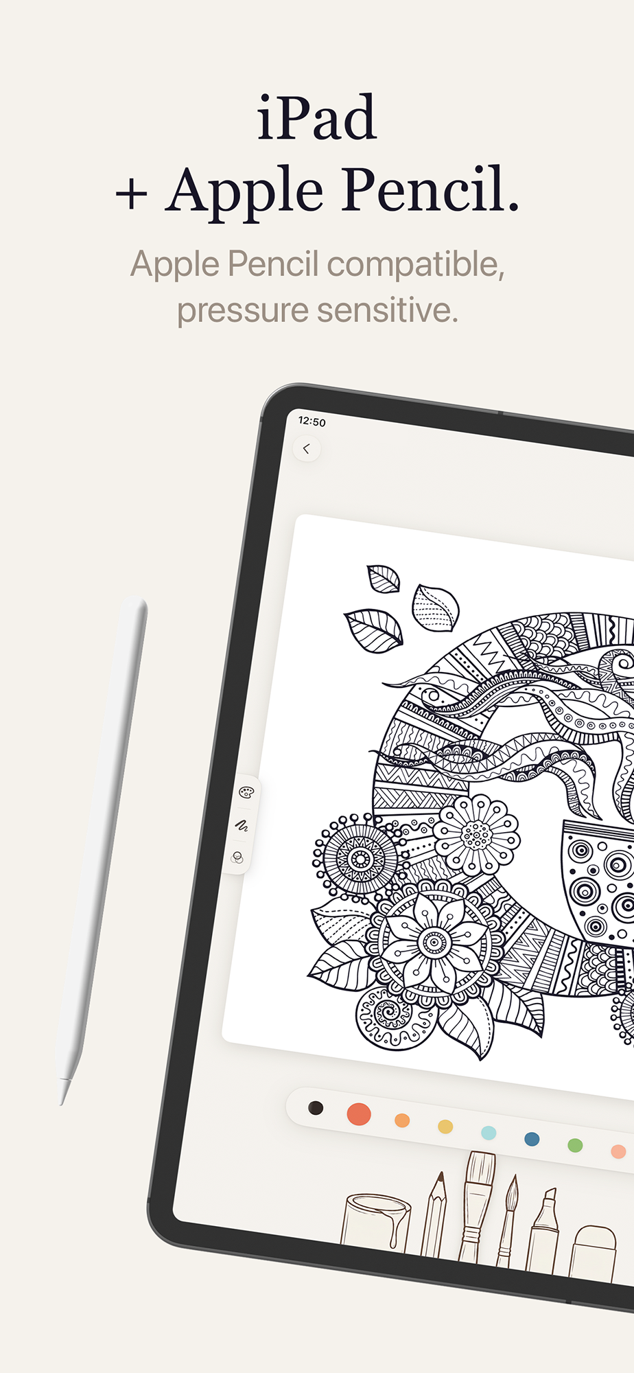 iPad with Apple Pencil — pressure sensitive