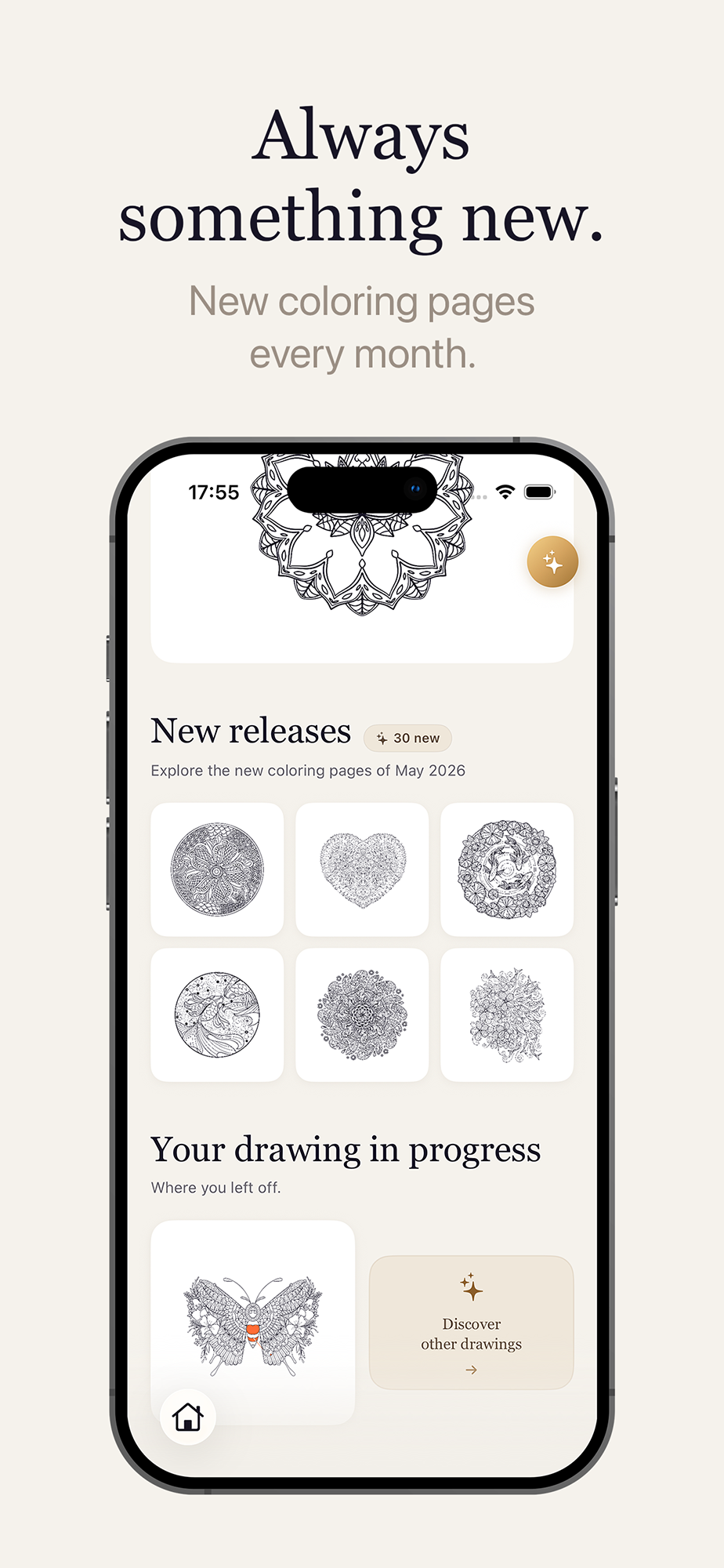 Always something new — new coloring pages every month